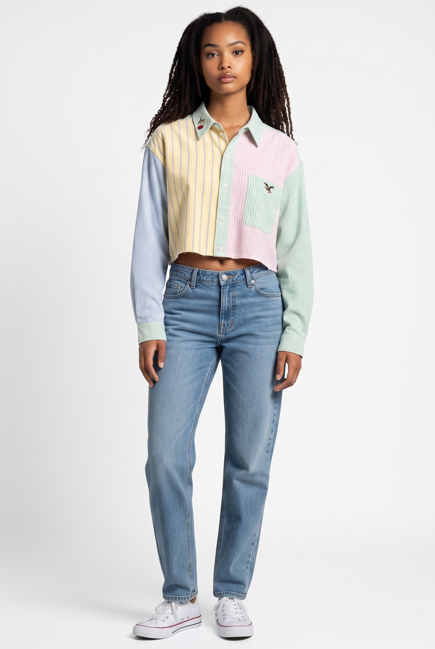 Kameo Edit American Eagle Striped Crop Blouse