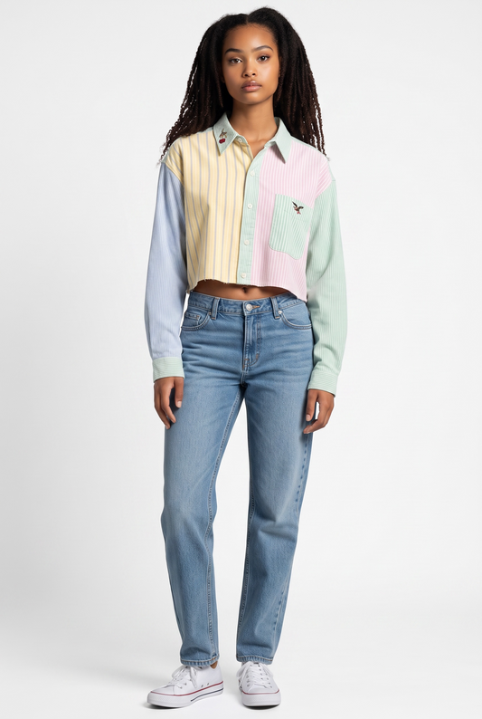 Kameo Edit American Eagle Striped Crop Blouse