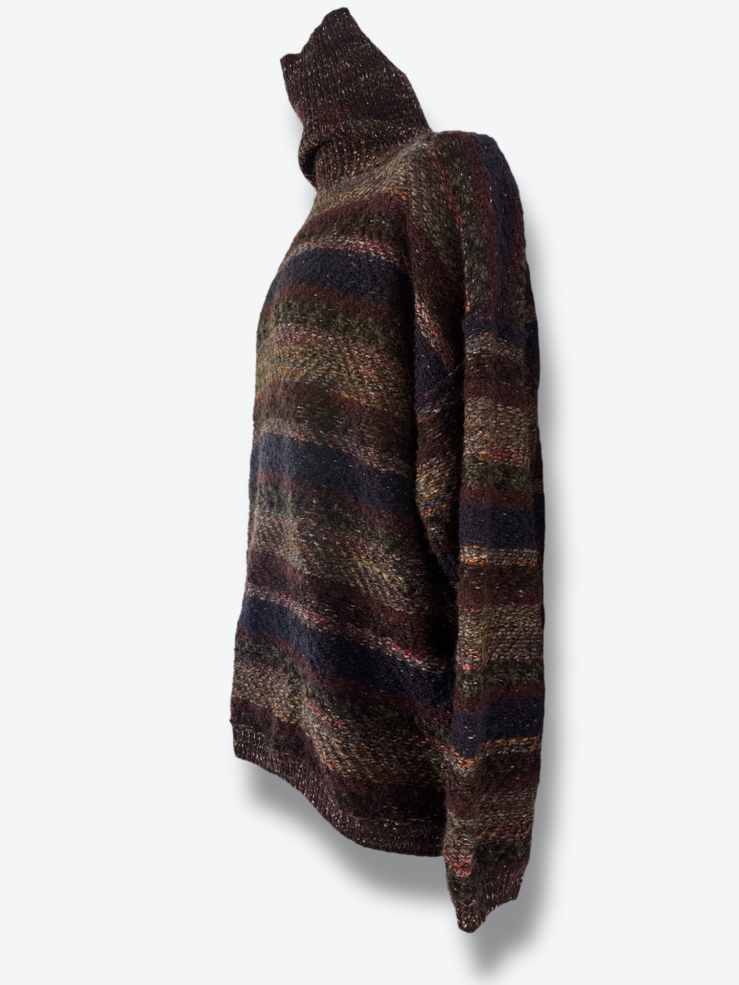1980s Missoni Multicolor Striped Turtleneck Sweater