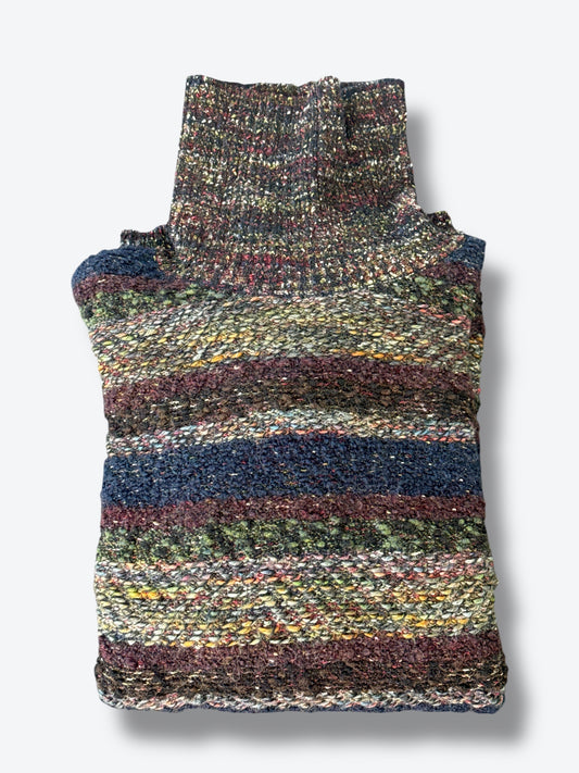 1980s Missoni Multicolor Striped Turtleneck Sweater