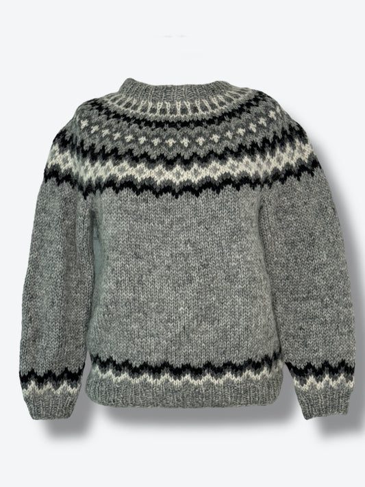 Vintage Icelandic Wool Sweater – Hand-Knit Fair Isle Pattern