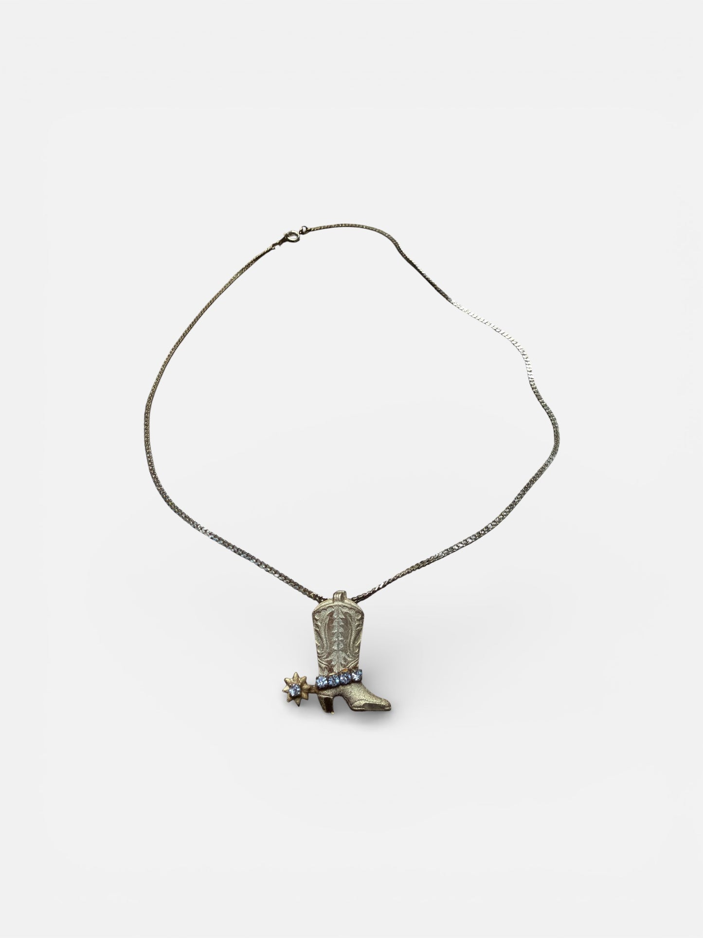 1970s Cowgirl Gold + Crystal Rhinestone Charm Necklace