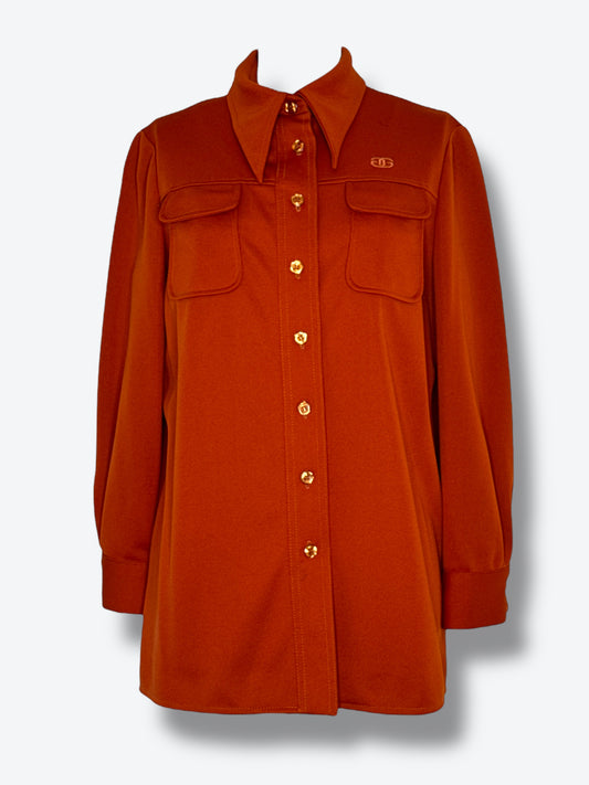 1970s Givenchy Sport Burnt Orange Blouse