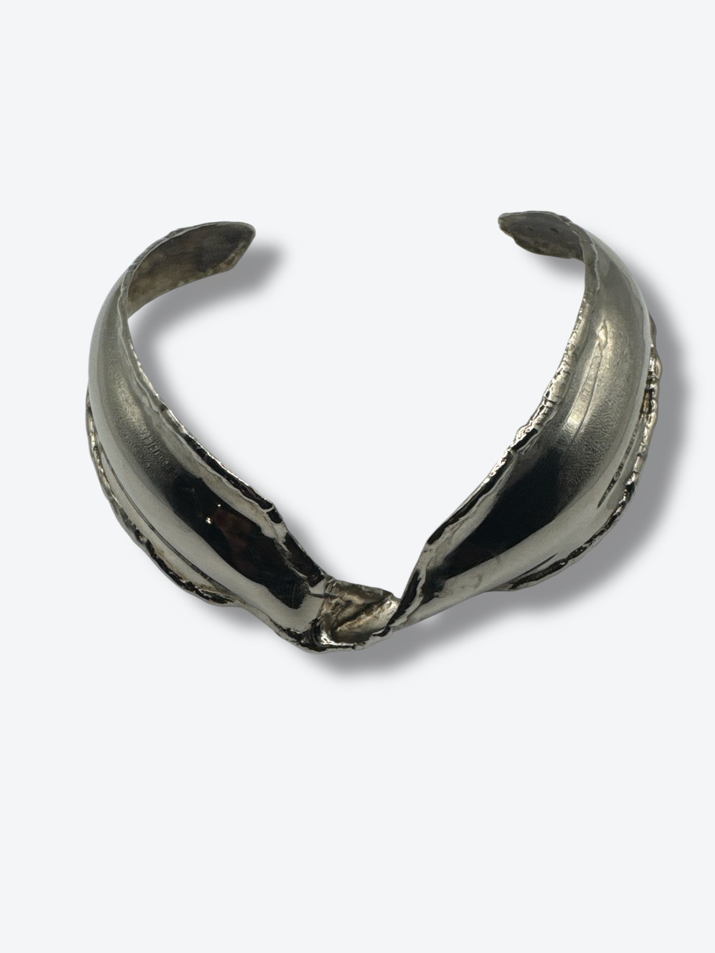 Vintage Sculptural Silver-Tone Choker Necklace
