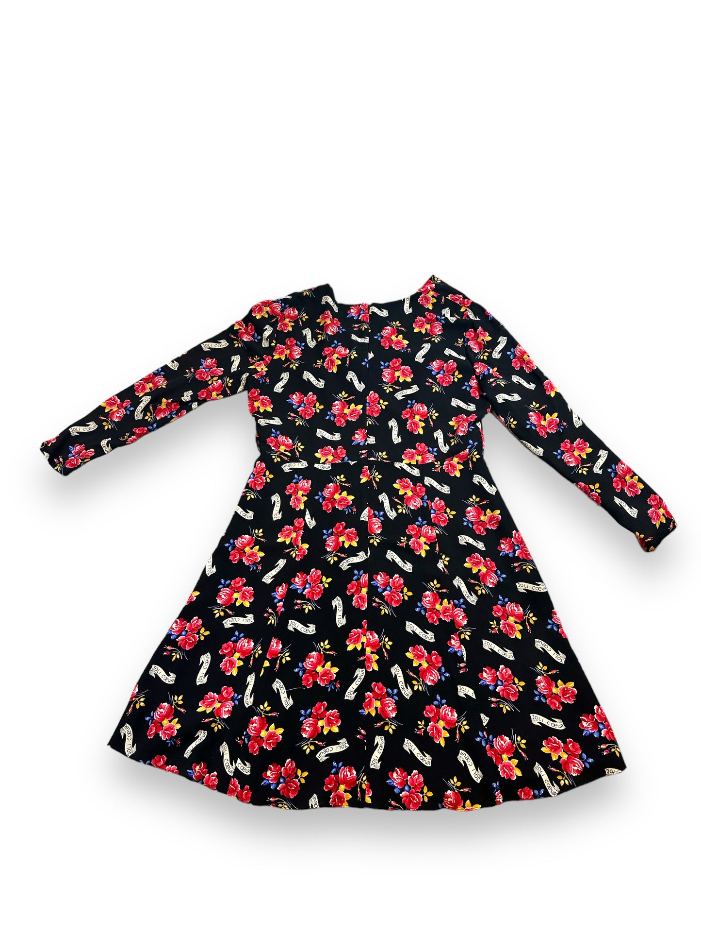 1990s Dana Bachman “Joi Coeur” Floral Print Tie Dress