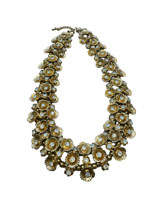 1960s Gold Floral Double Strand Necklace