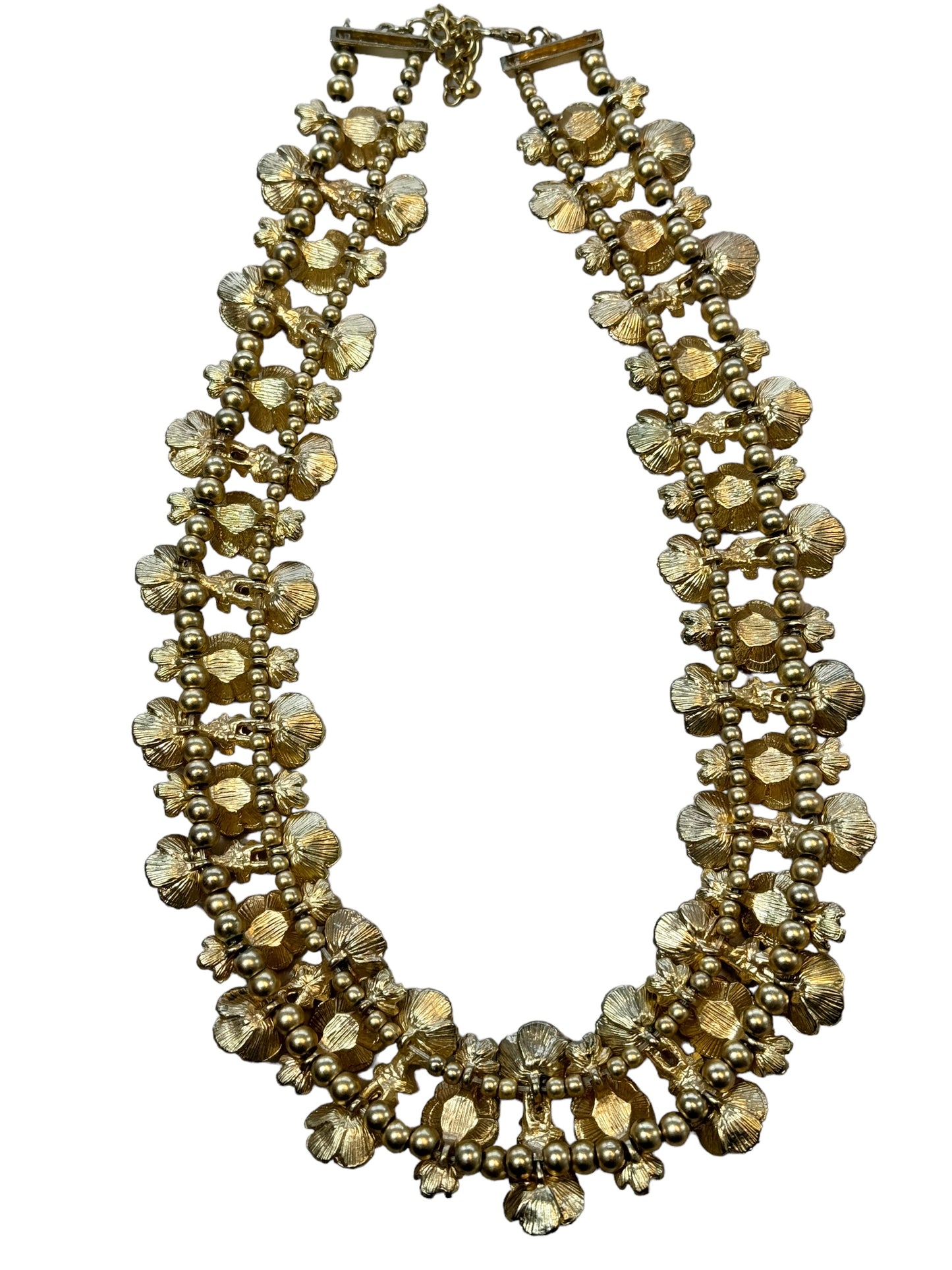 1960s Gold Floral Double Strand Necklace