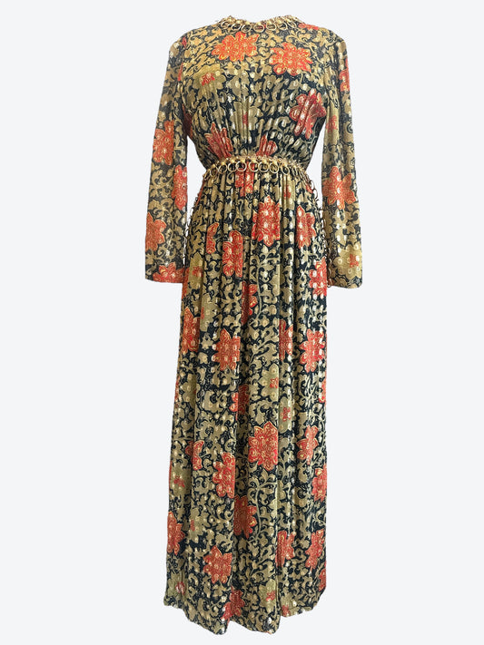 1970s Swan Lee Winnetka Vintage Gold Hoop Dress