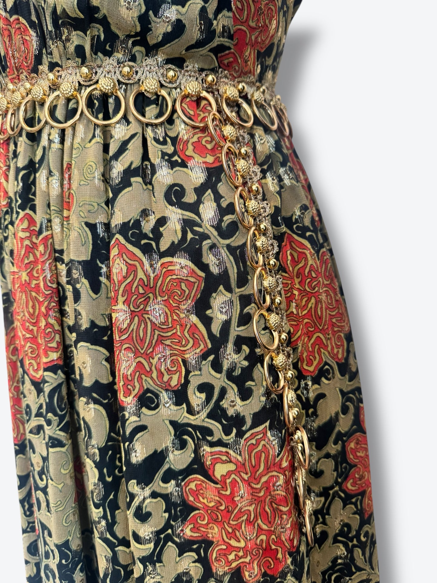 1970s Swan Lee Winnetka Vintage Gold Hoop Dress