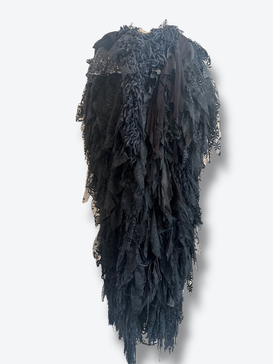 1980s Mixed Media Leather Long Vest