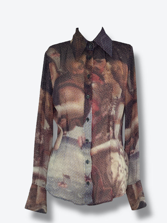 1990s Dolce and Gabbana Botticelli’s The Birth of Venus Silk Blouse