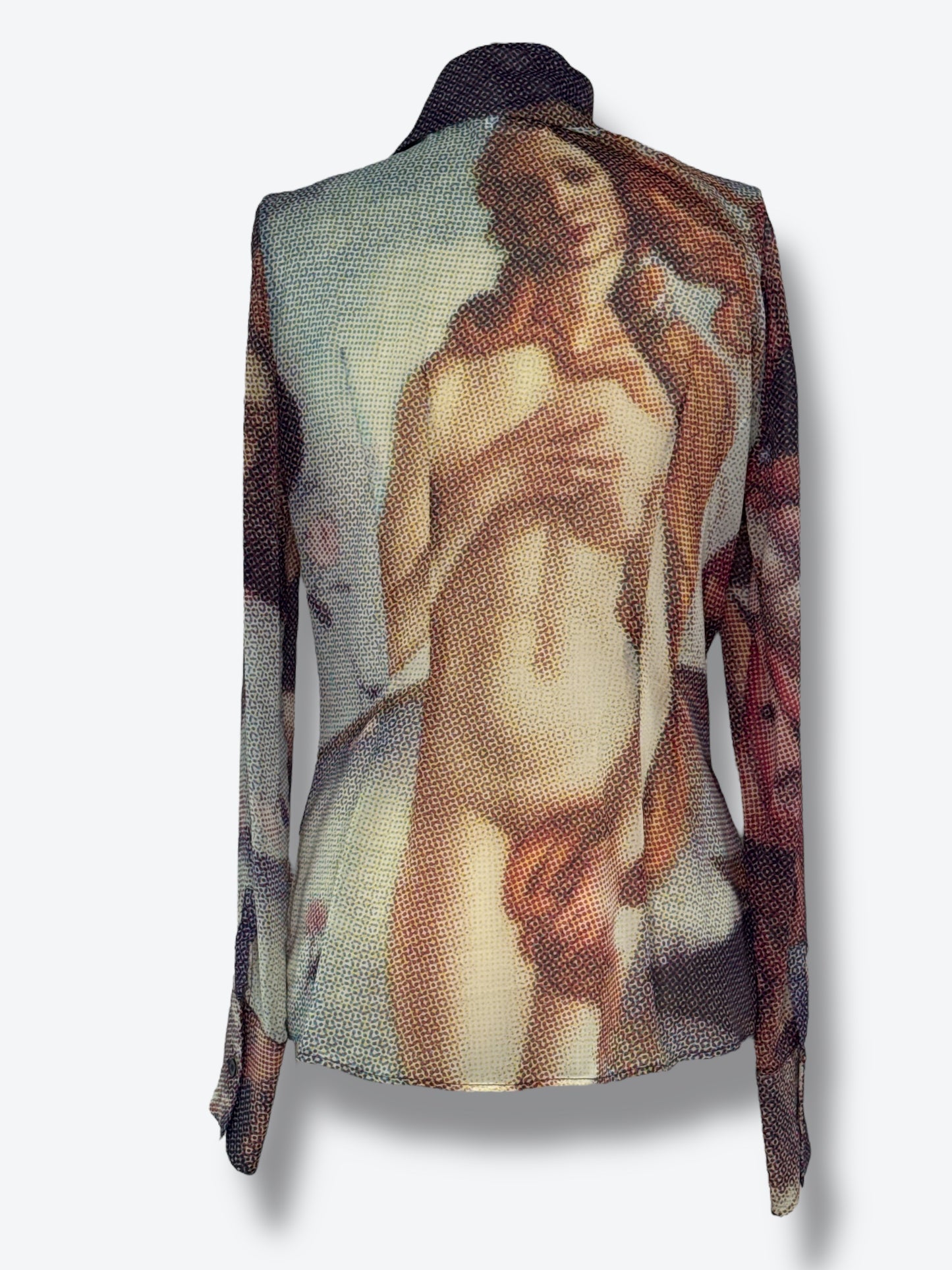 1990s Dolce and Gabbana Botticelli’s The Birth of Venus Silk Blouse