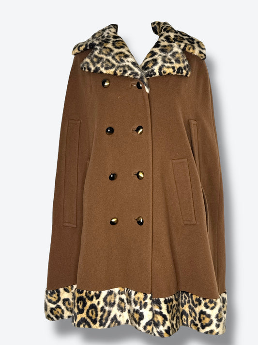 1960s “Fashionbuilt Casuals” Leopard Trim Poncho
