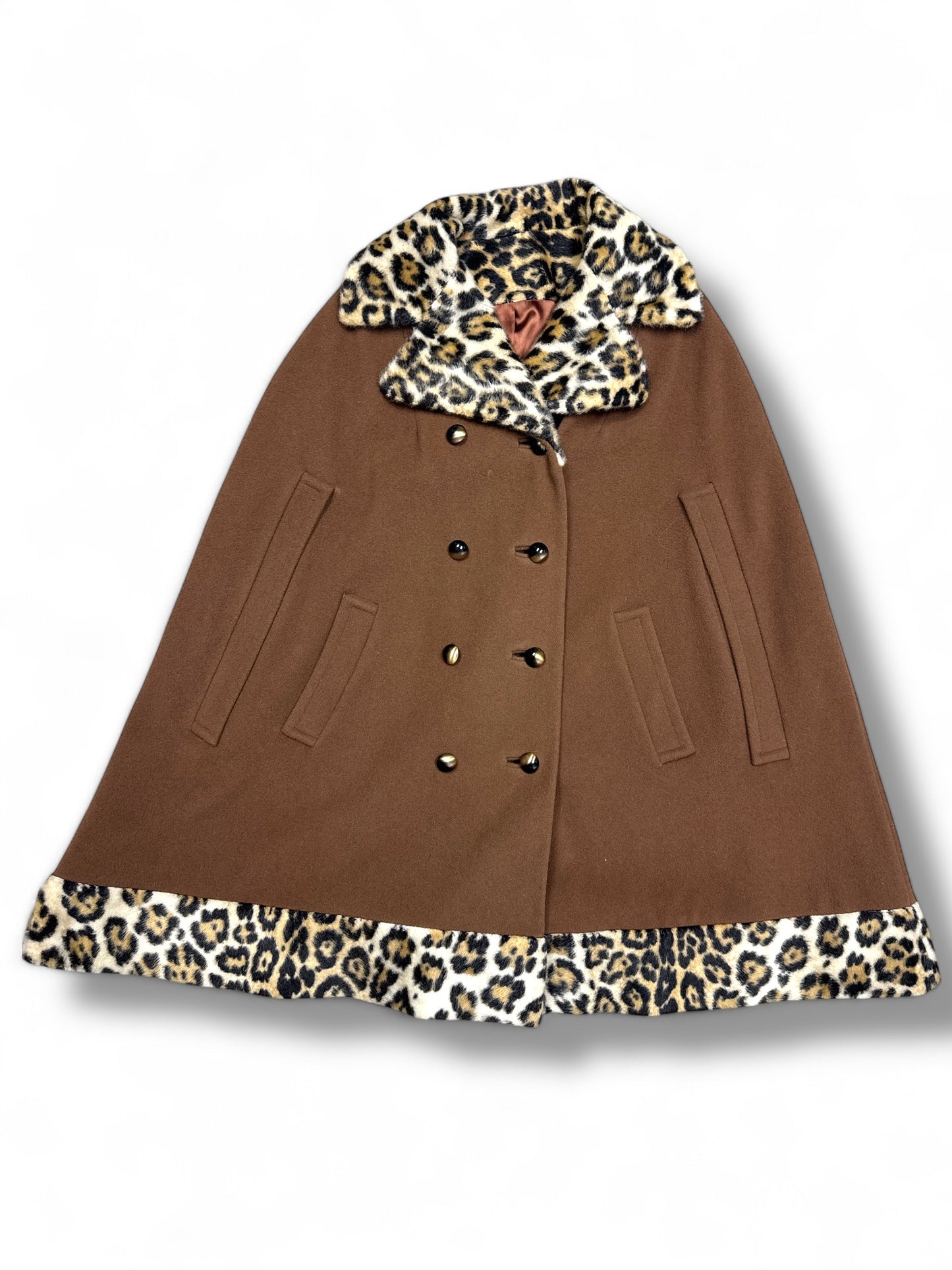 1960s “Fashionbuilt Casuals” Leopard Trim Poncho