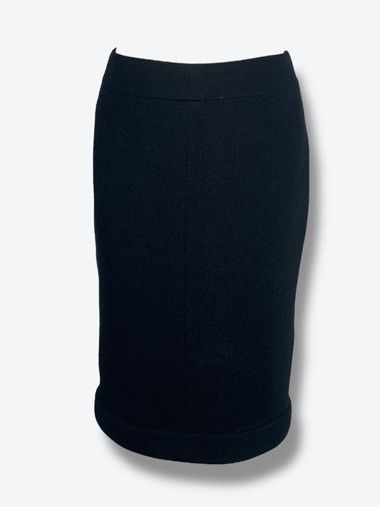 2008 Chanel Fall Black Boucle Wool  Skirt