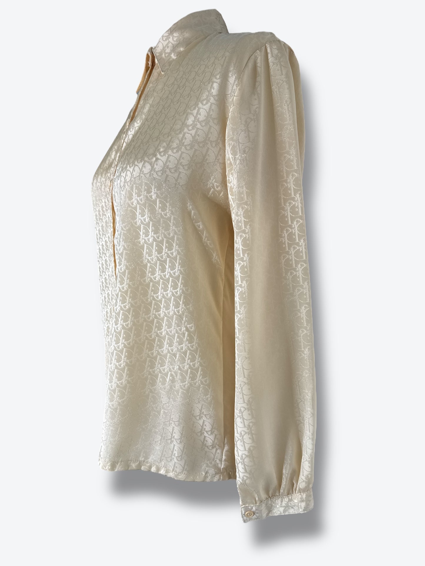 1970s–80s CORN Champagne Pure Silk Jacquard Blouse
