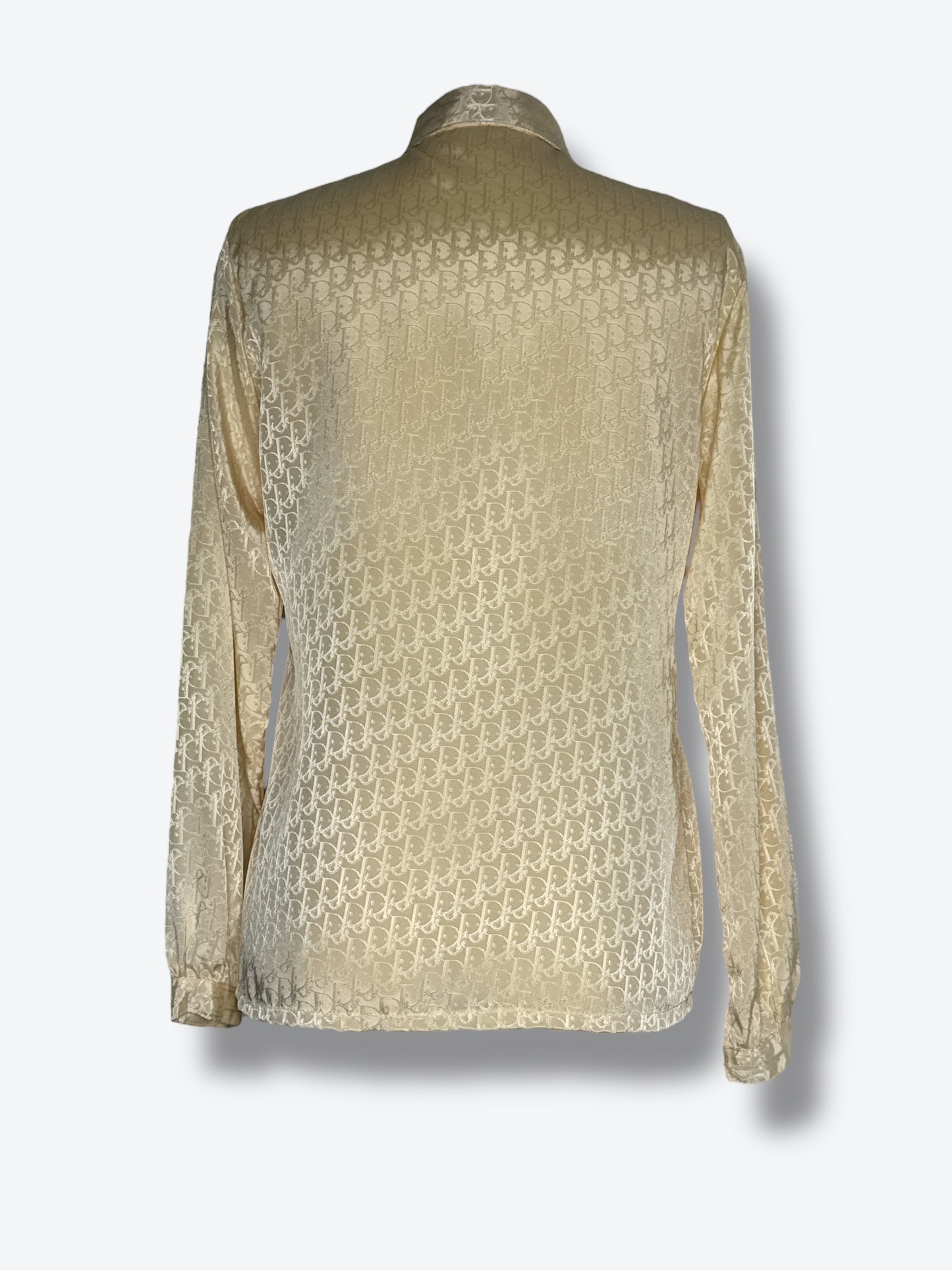 1970s–80s CORN Champagne Pure Silk Jacquard Blouse