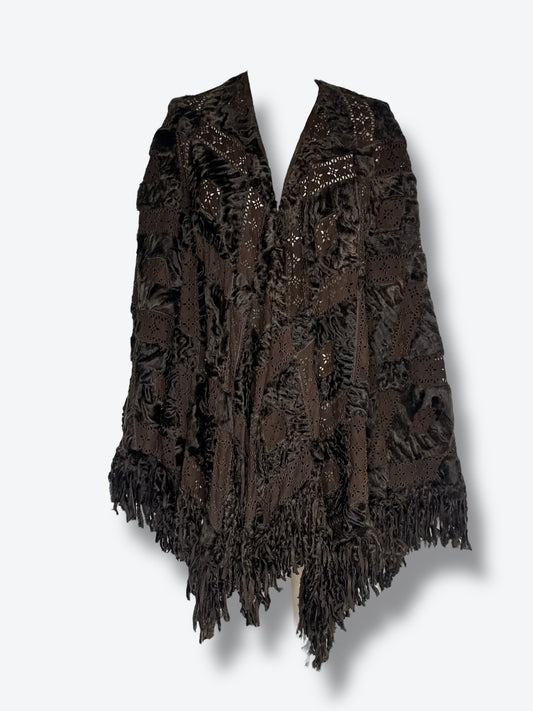 Vintage Shearling and Suede Cape