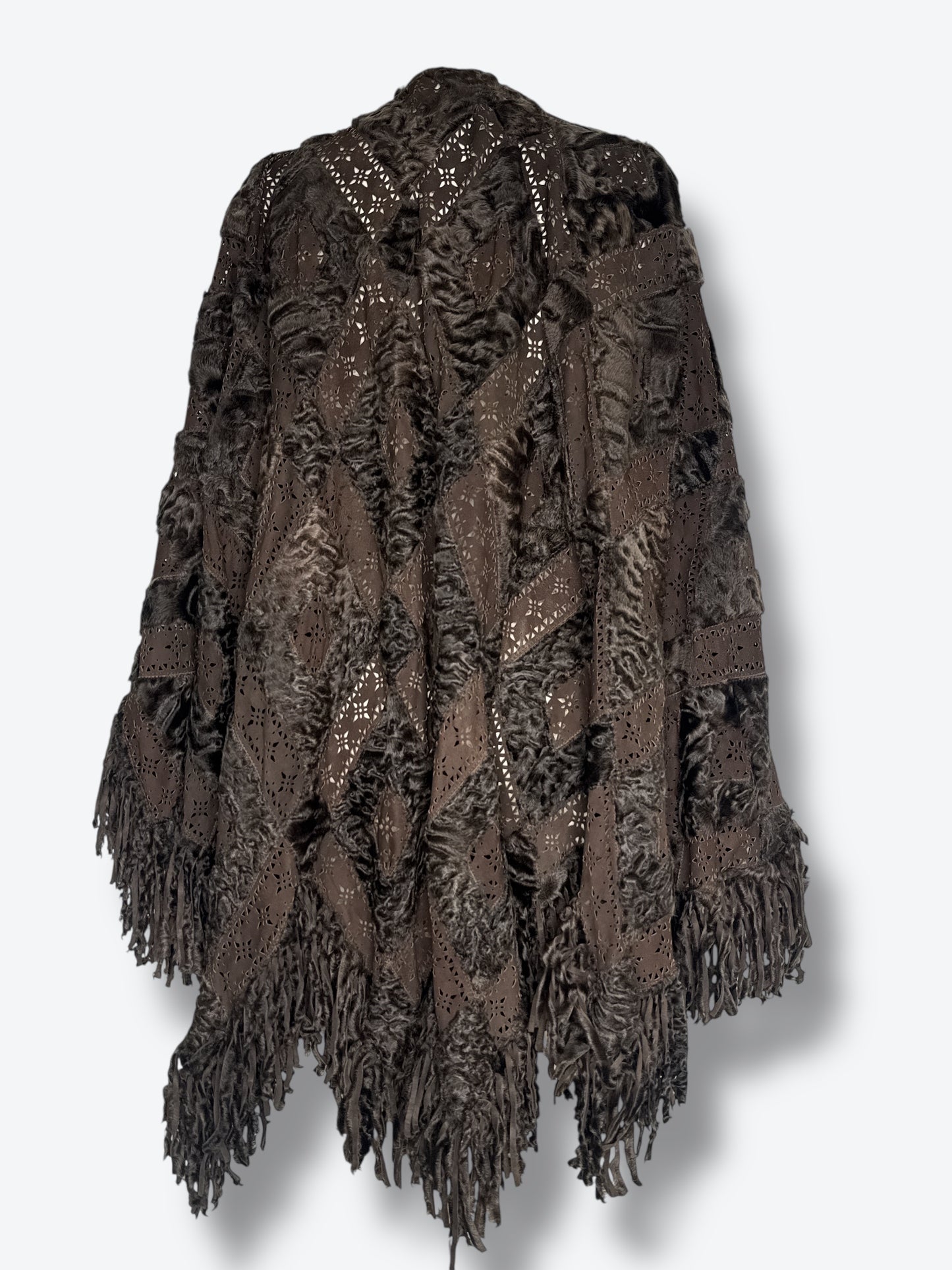 Vintage Shearling and Suede Cape