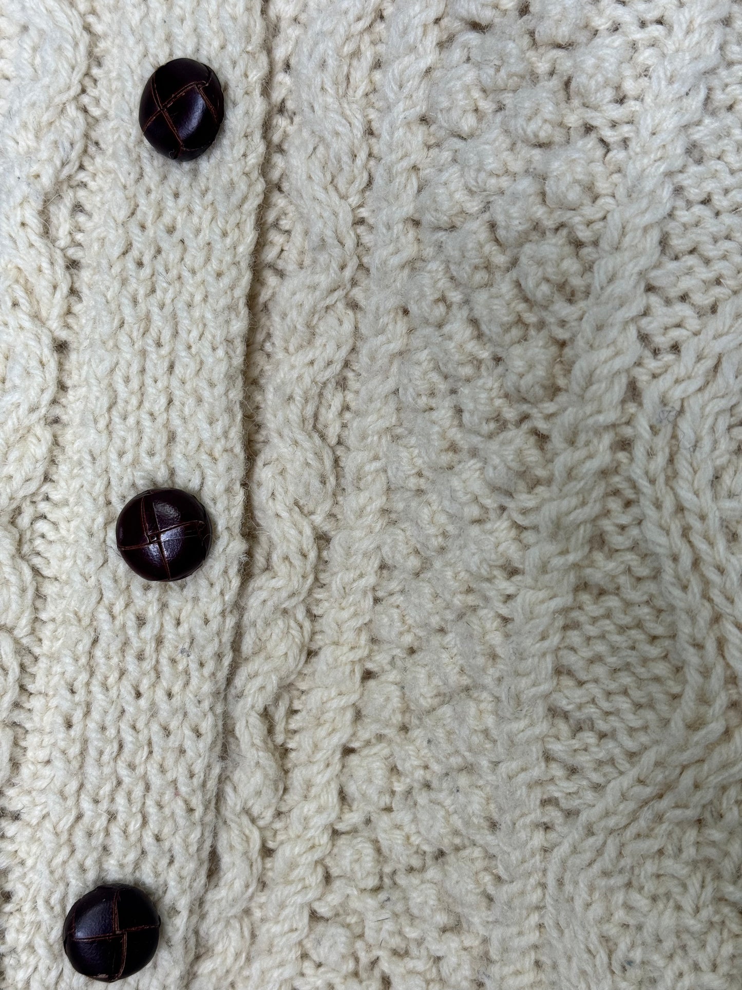 Unisex Irish Aran Creme Cardigan