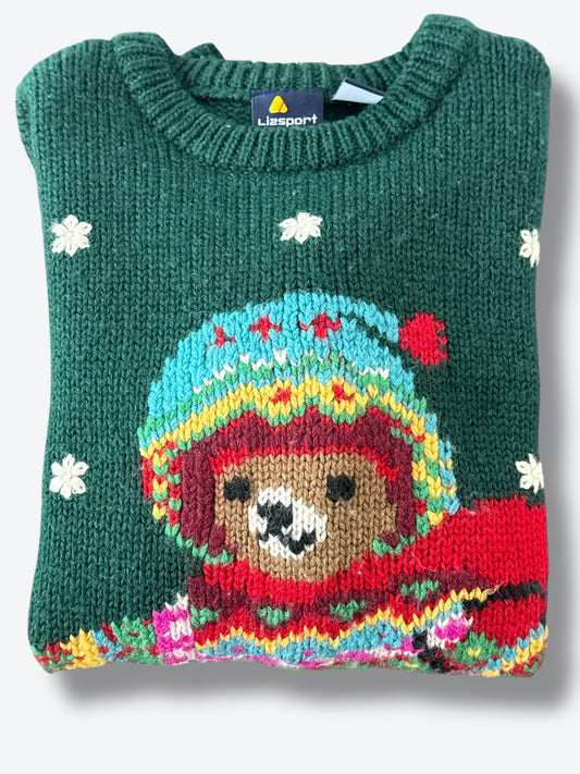 1980s Liz Sport Petite Bear Skating Sweater