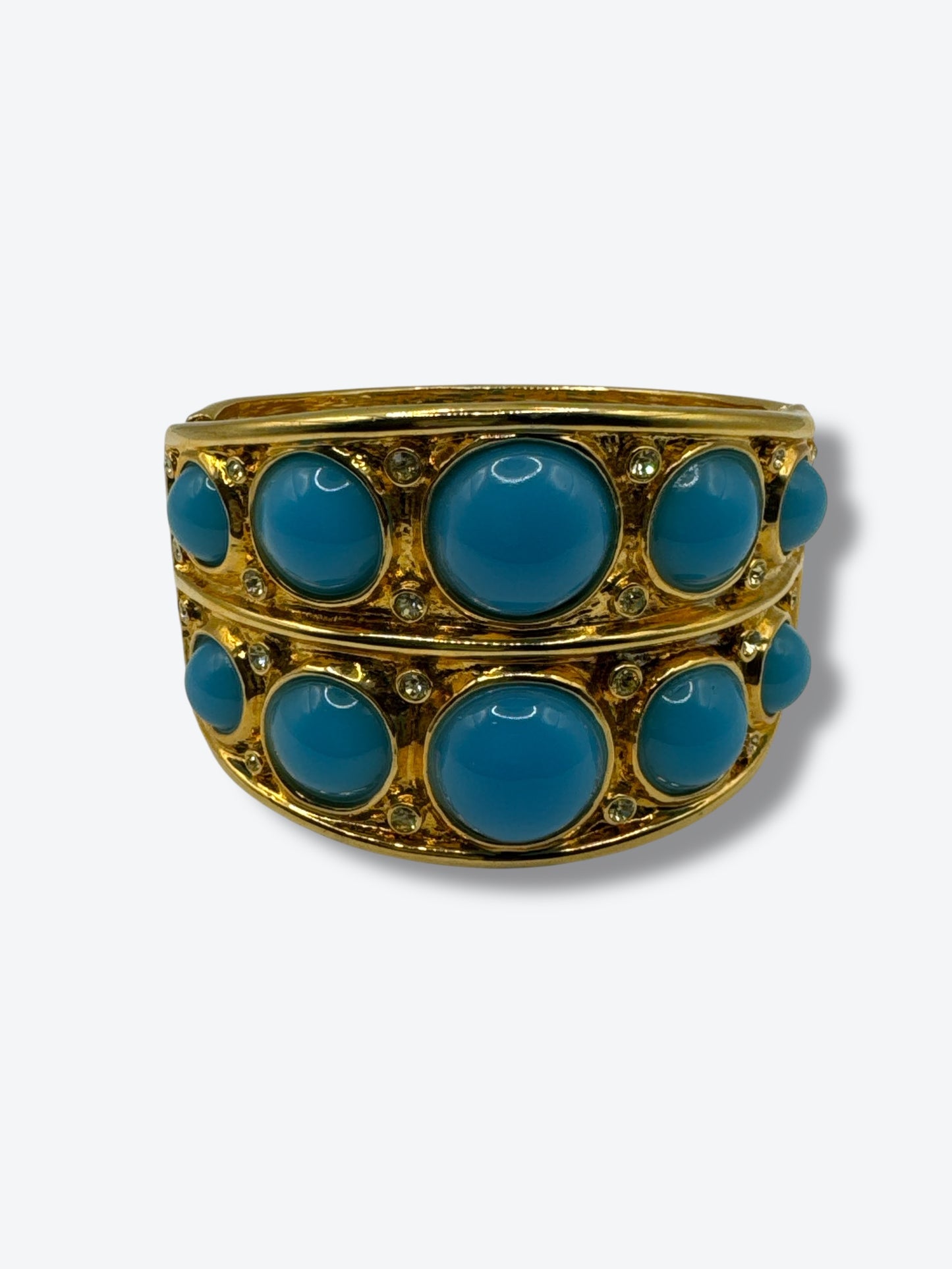 Vintage Kenneth Jay Lane Gold-Tone Cuff Bracelet with Turquoise Cabochons