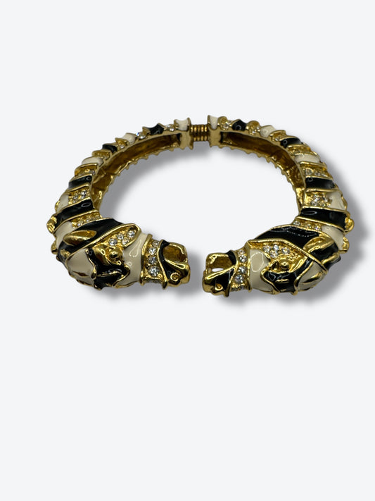 1980s Kenneth J Lane Zebra Rhinestone Cuff