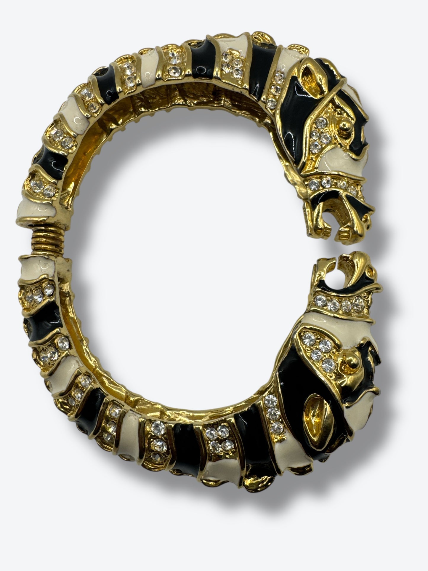 1980s Kenneth J Lane Zebra Rhinestone Cuff