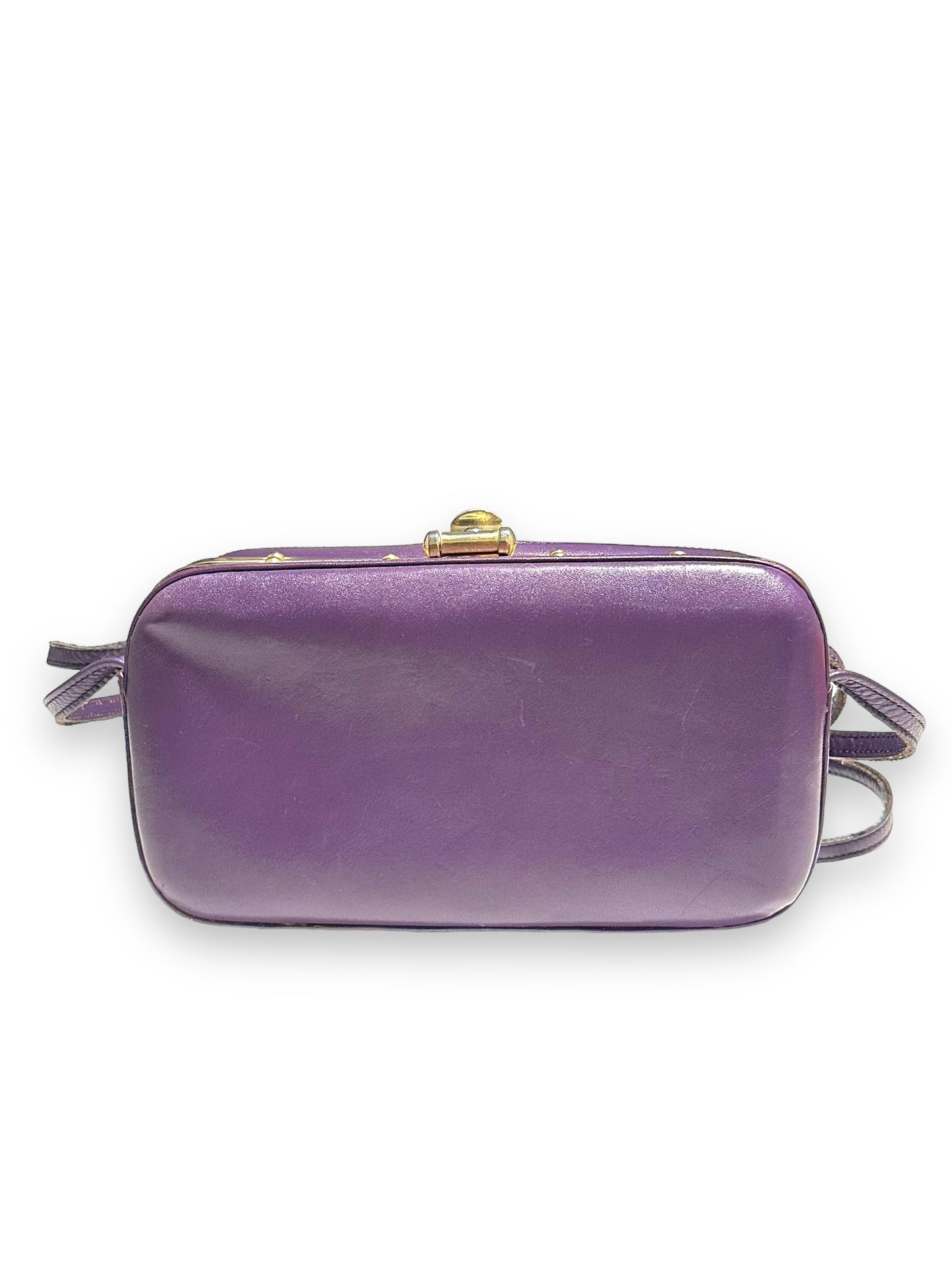 1990s M.P Style Purple Gold Metal Frame Box Bag