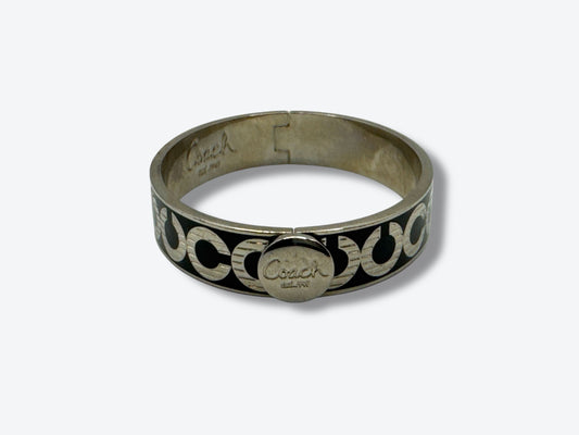 Y2K Coach New York Silver & Black Enamel Logo Bangle