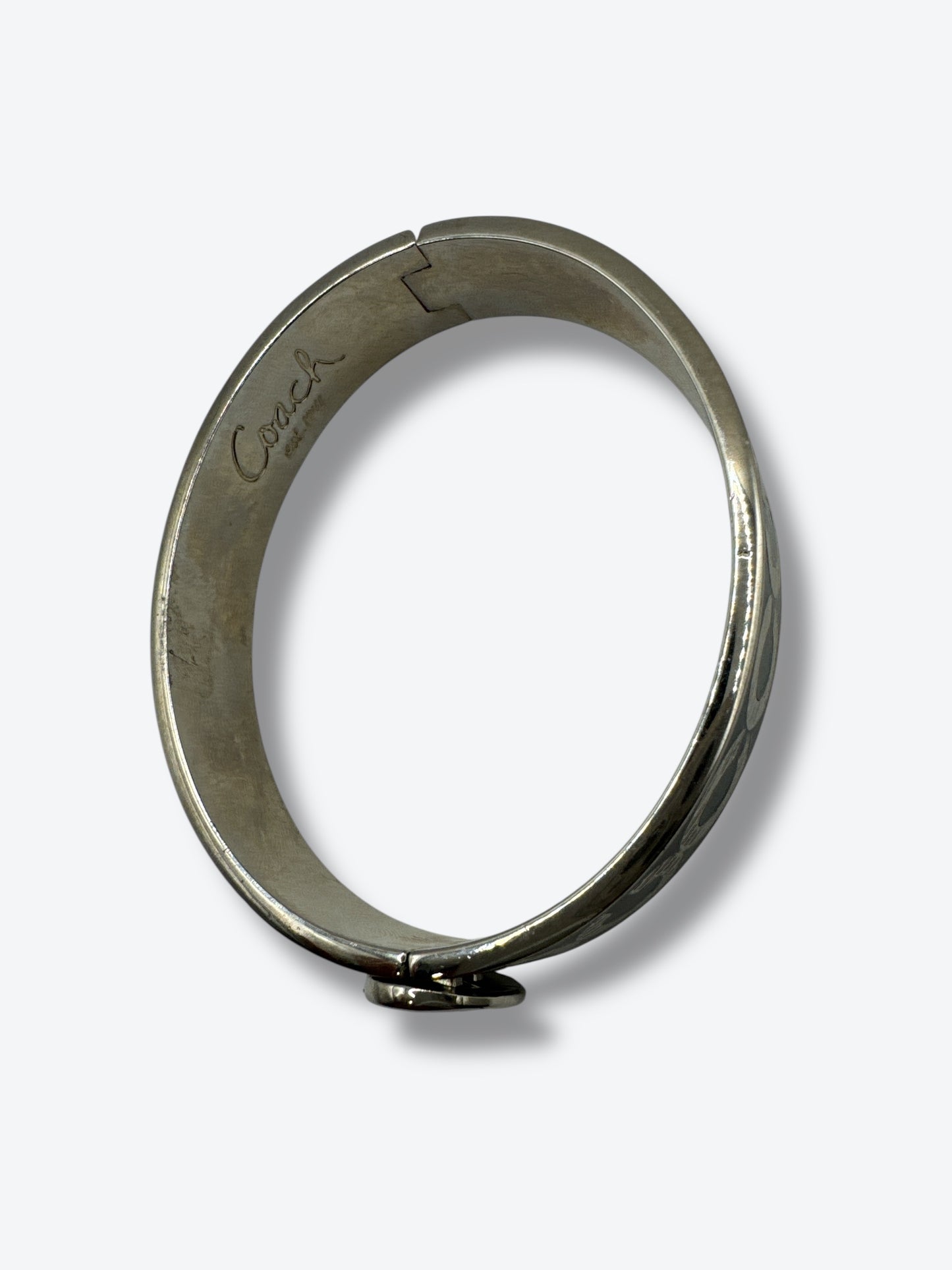 Y2K Coach New York Silver & Black Enamel Logo Bangle