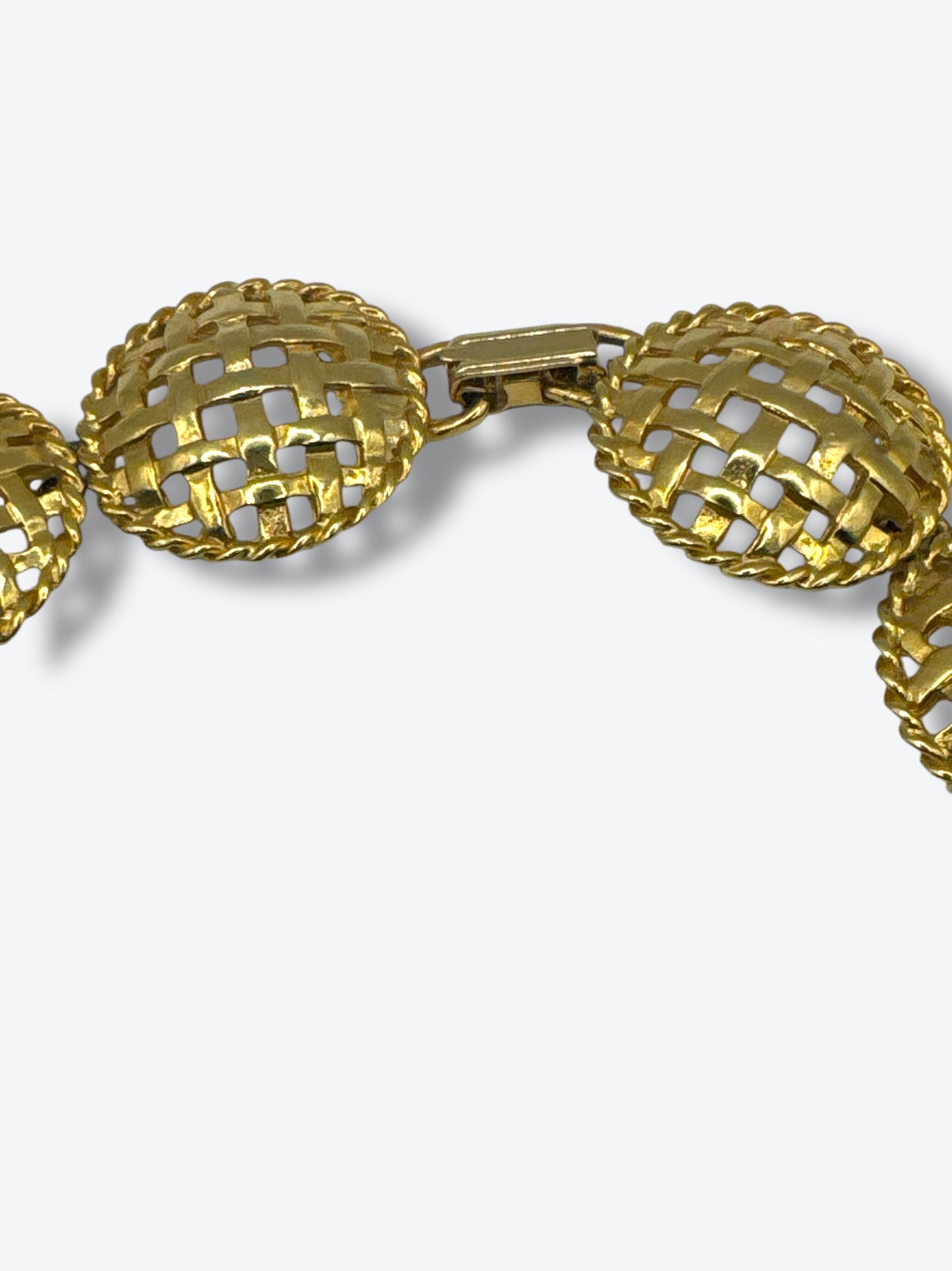 Vintage 1960s Gold Woven Dome Statement Necklace – Mid-Century Modernist