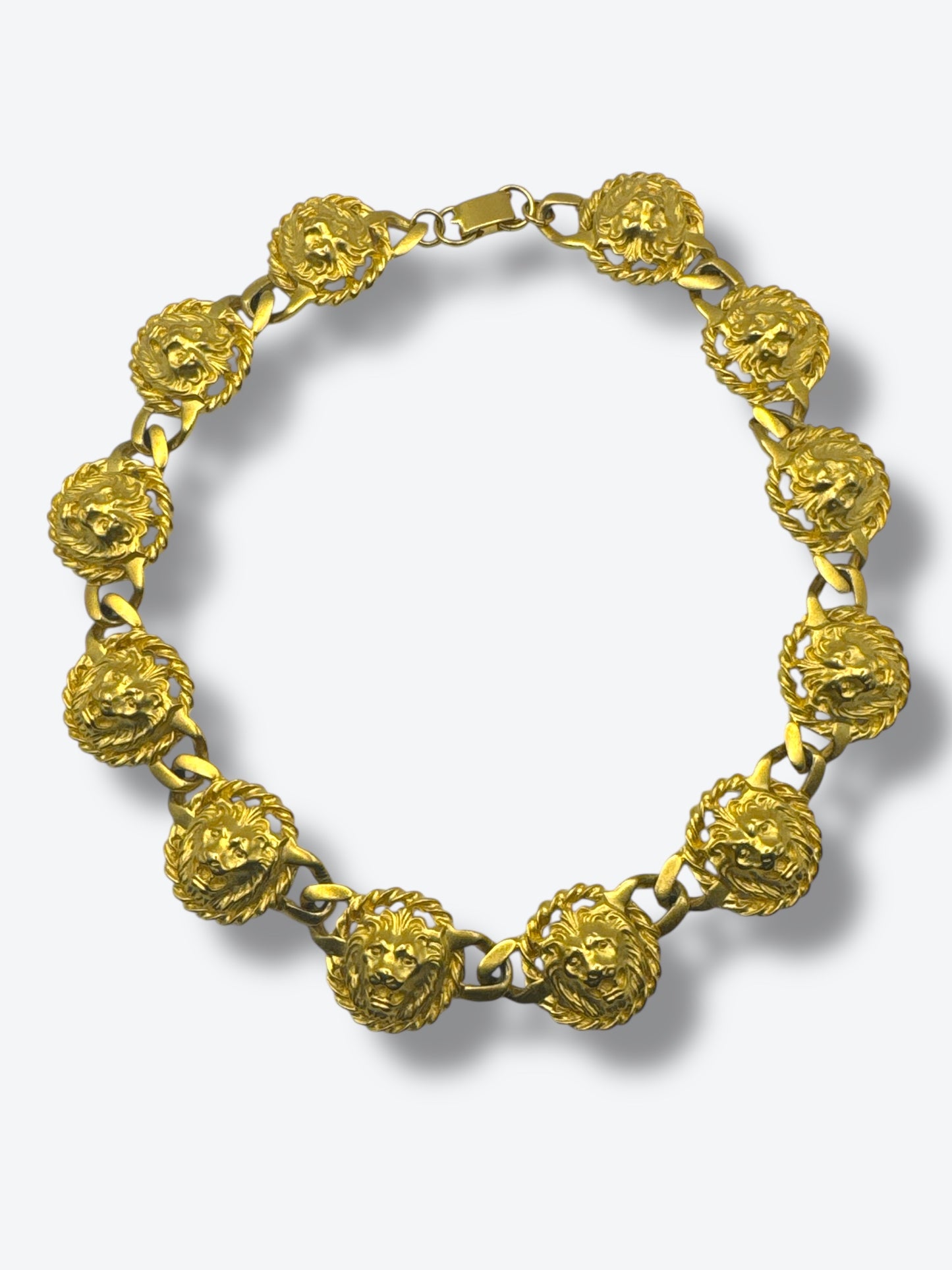 Vintage 1980s Lion Head Statement Necklace – Bold Gold Power Jewelry