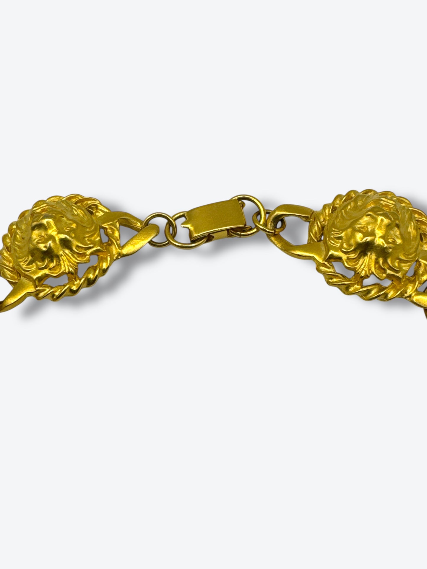 Vintage 1980s Lion Head Statement Necklace – Bold Gold Power Jewelry