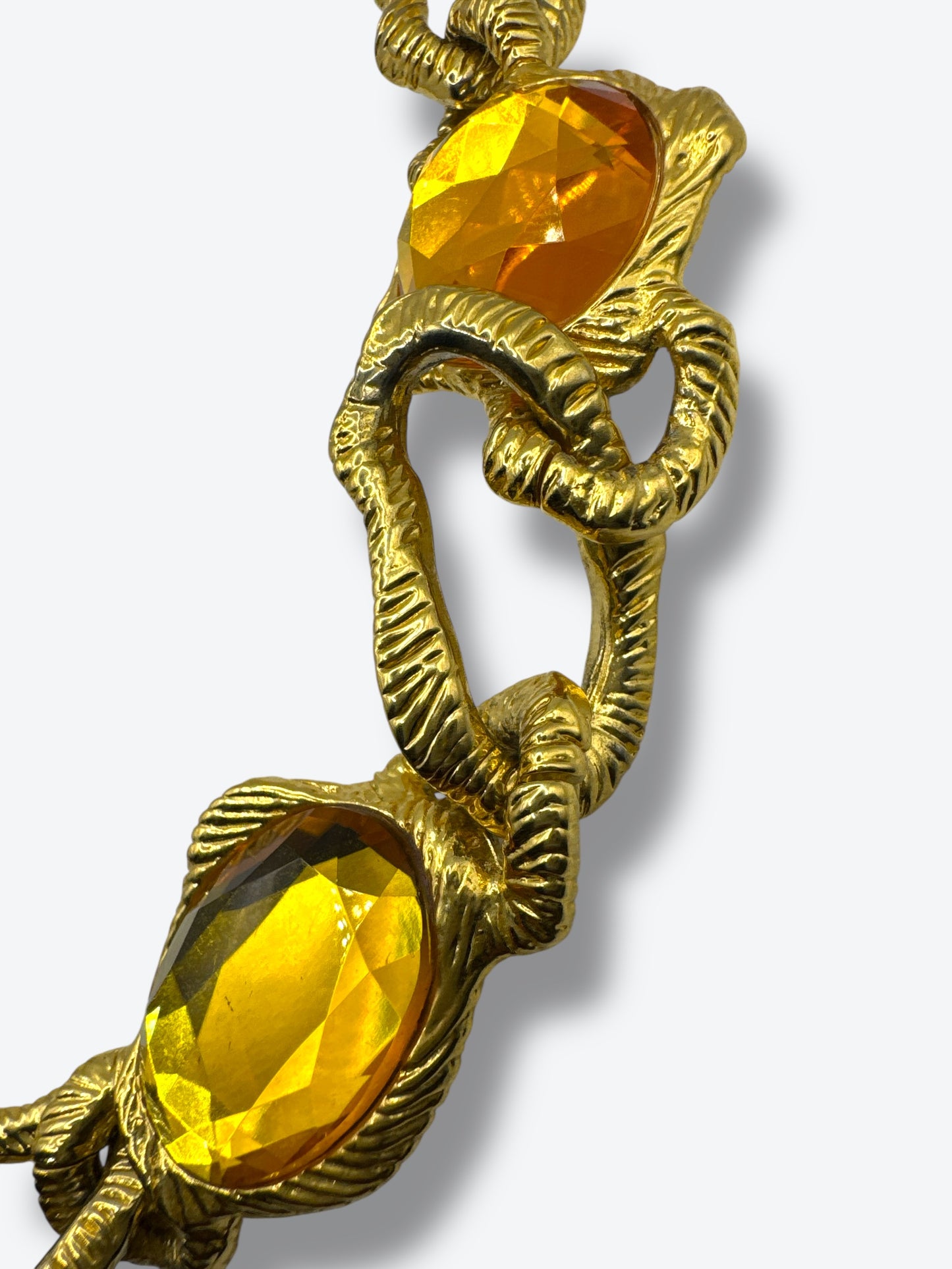 Vintage 1970s Sculptural Necklace with Golden Amber Glass & Lion-Head Clasp