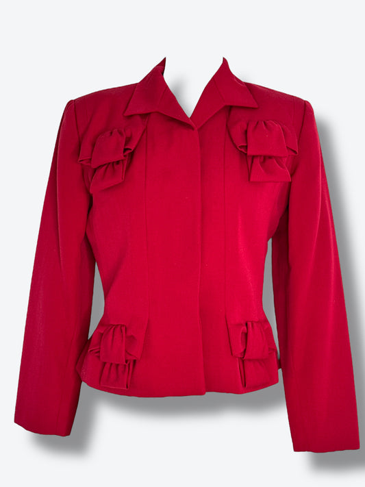 1970s Ruby Red Givenchy Couture  Blazer