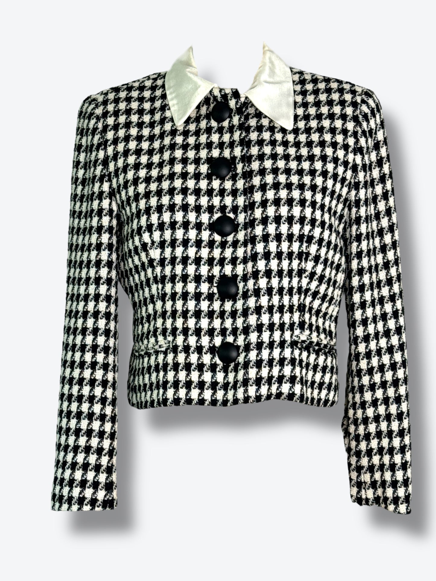 1980s Christian Dior Houndstooth Cropped Blazer