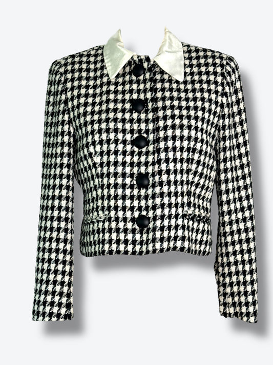 1980s Christian Dior Houndstooth Cropped Blazer