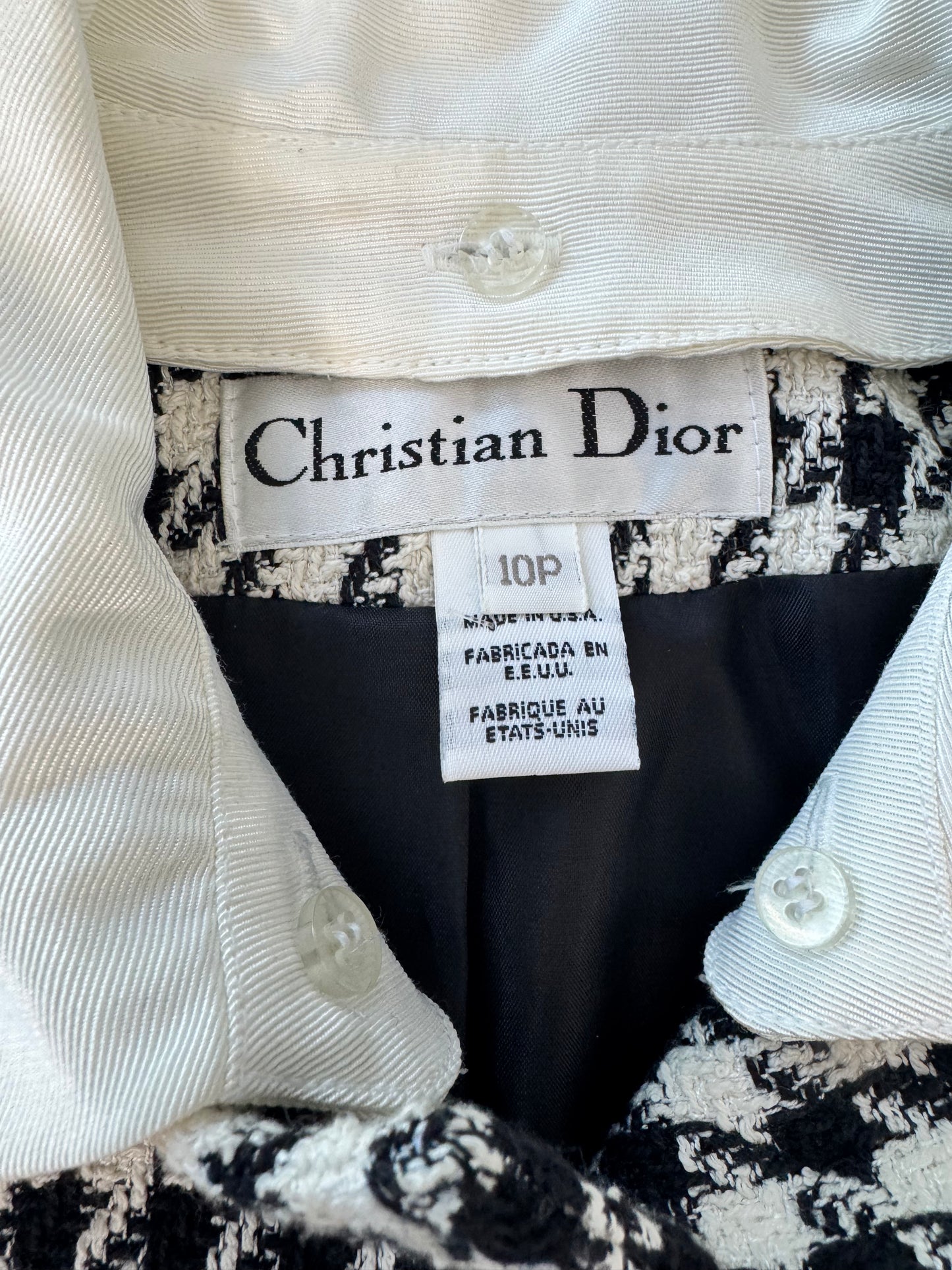 1980s Christian Dior Houndstooth Cropped Blazer