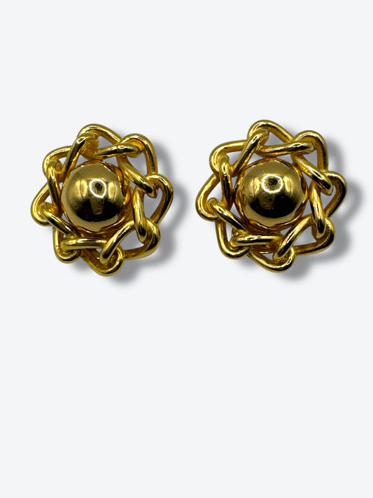 1990s Christian Dior Gold Knot Statement Earrings