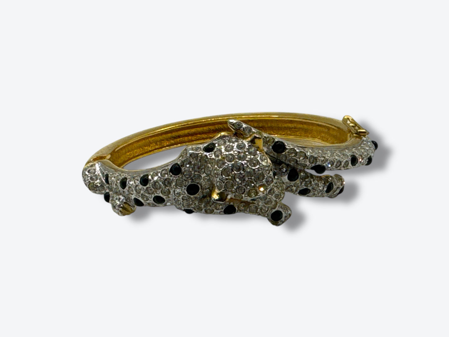 Vintage Rhinestone Panther Wrap Bracelet