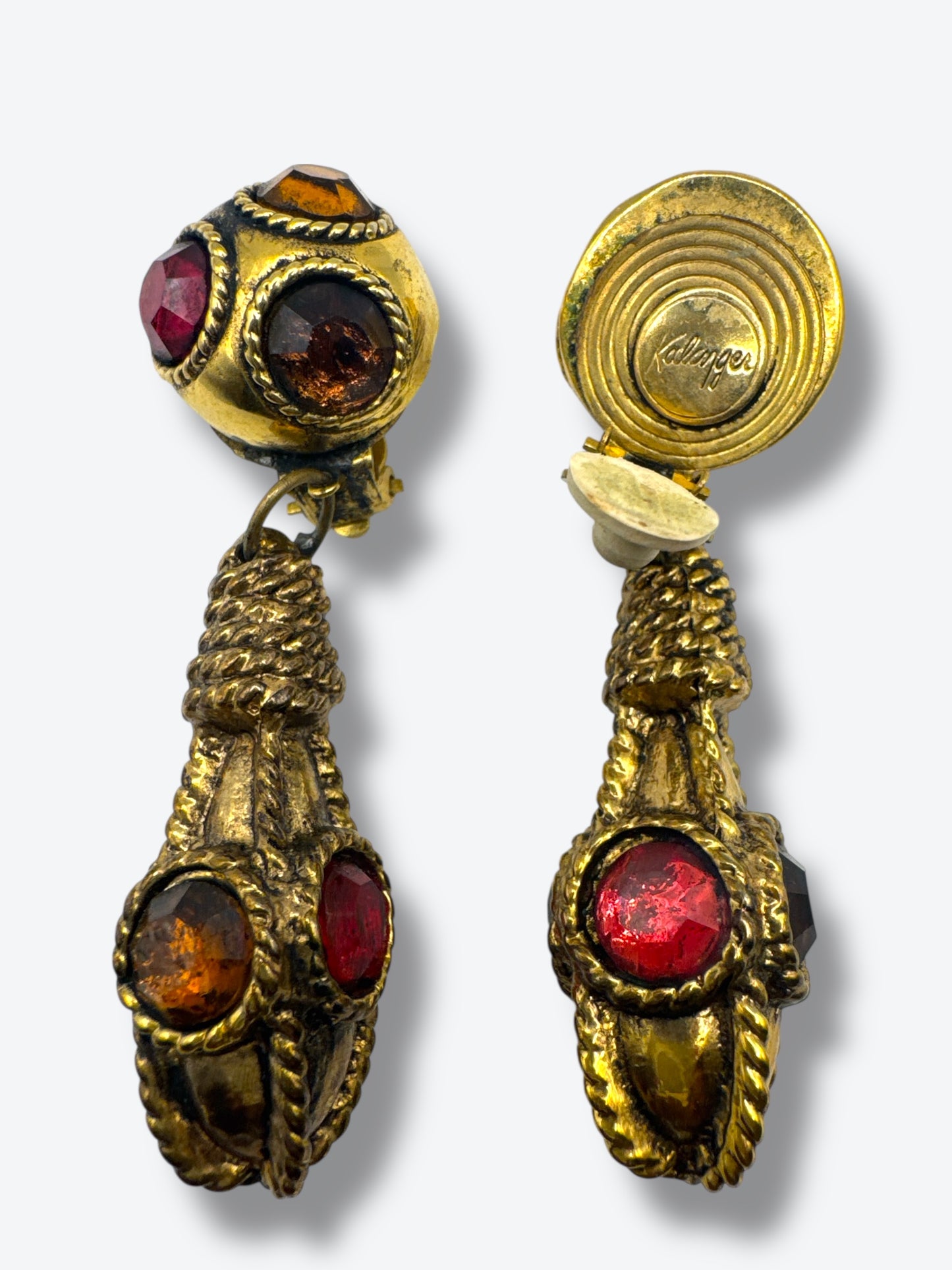 Vintage Kaleiger Jeweled Drop Earrings