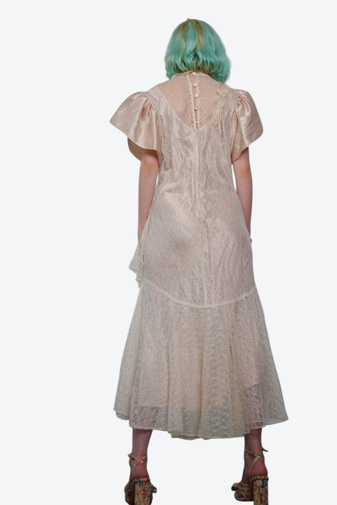 1970s/80s  : "Cachet by Bari Protas" Vintage Lace and Pearl Dress