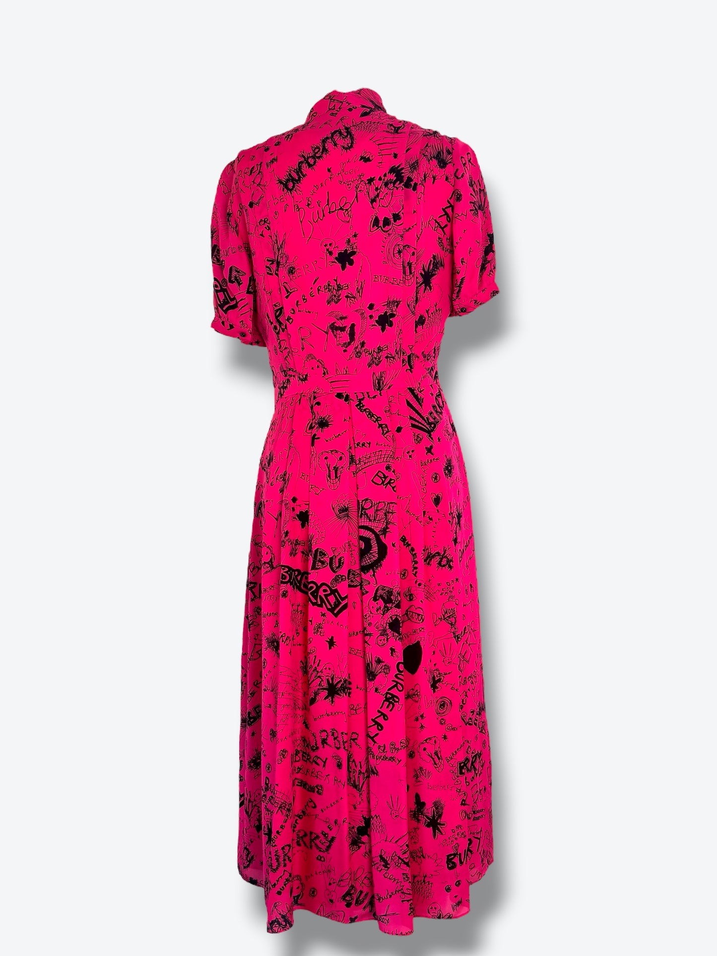 2010 Burberry Pink & Black Graffiti Dress Designed by Christopher Bailey