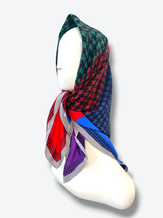 1980s Christian Dior 35” x 35” Multi Houndstooth Scarf