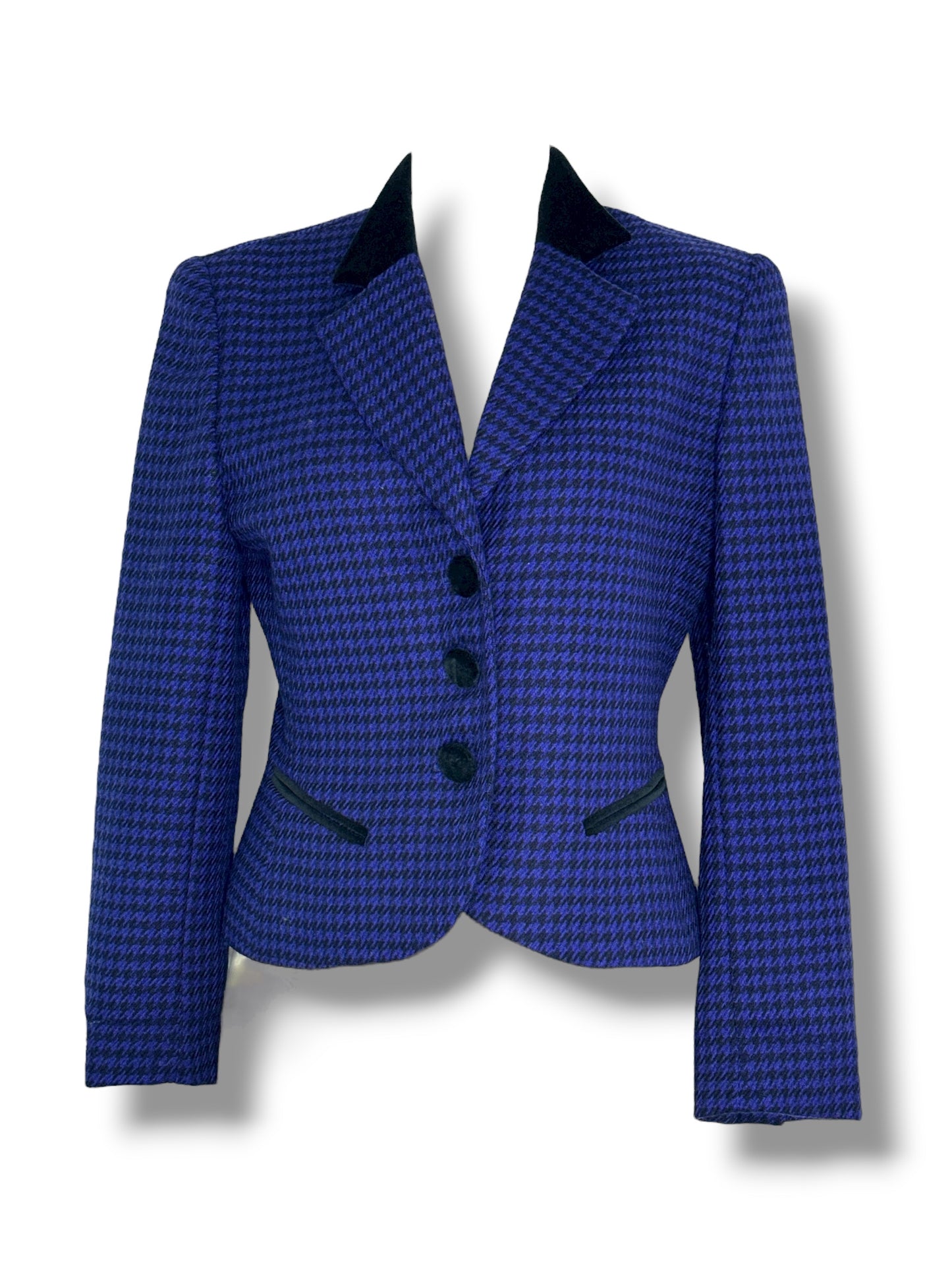 1990s Christian Dior Purple & Black Houndstooth Blazer