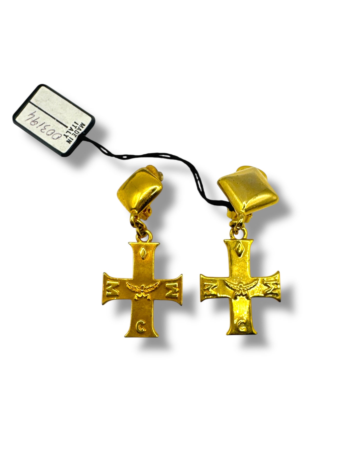 MCM Gold Cross Earrings (Clip)