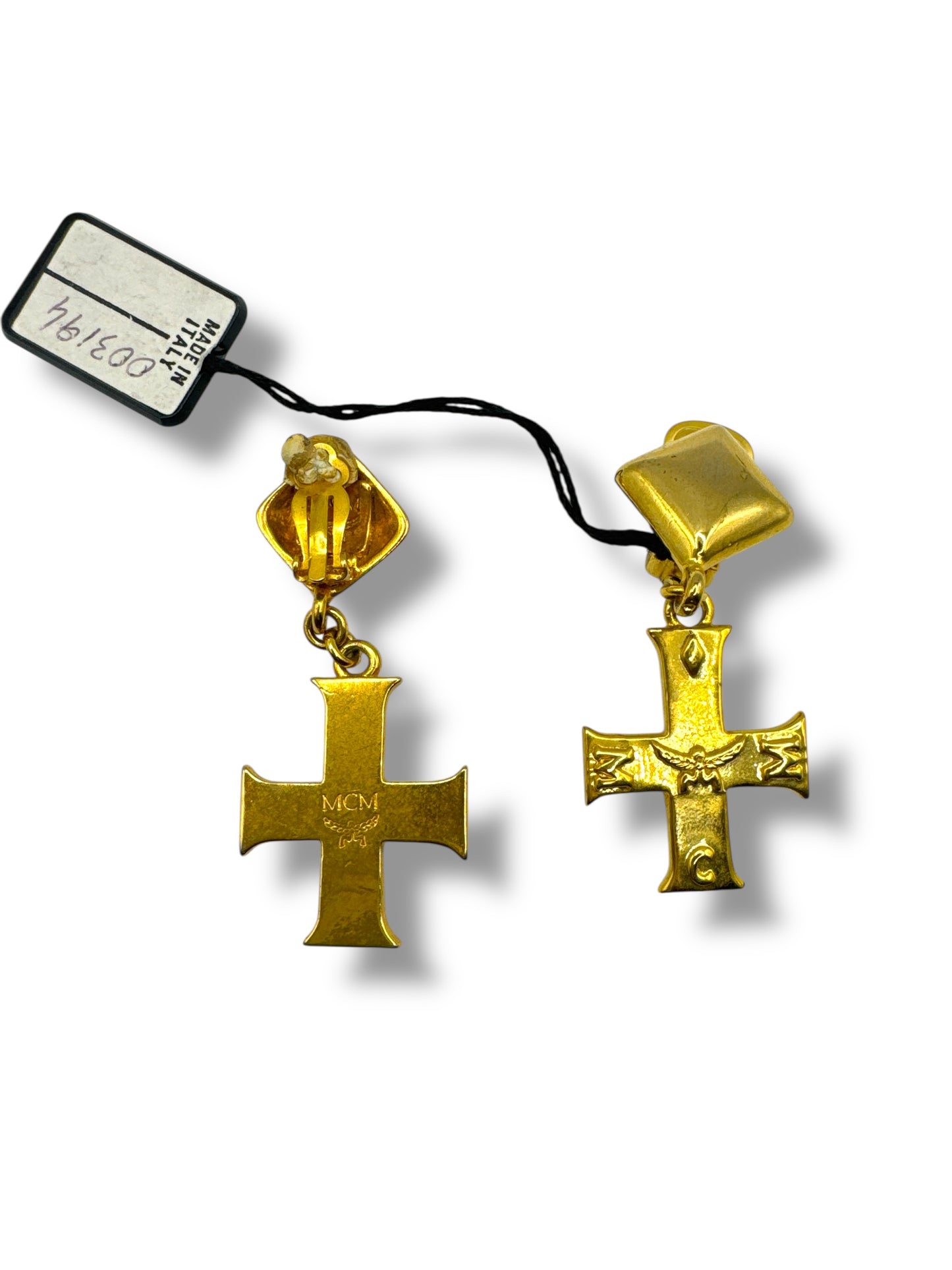 MCM Gold Cross Earrings (Clip)