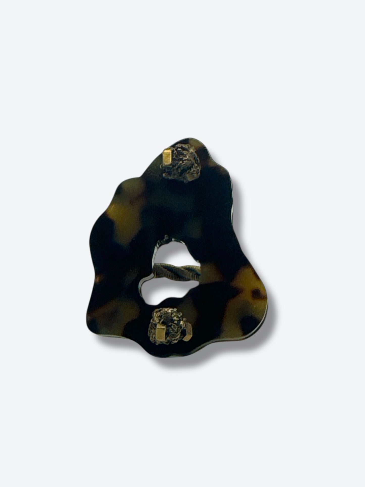 Yves Saint Laurent Vintage Tortoise Resin & Gold-Tone Statement Ring – Sculptural Couture Design