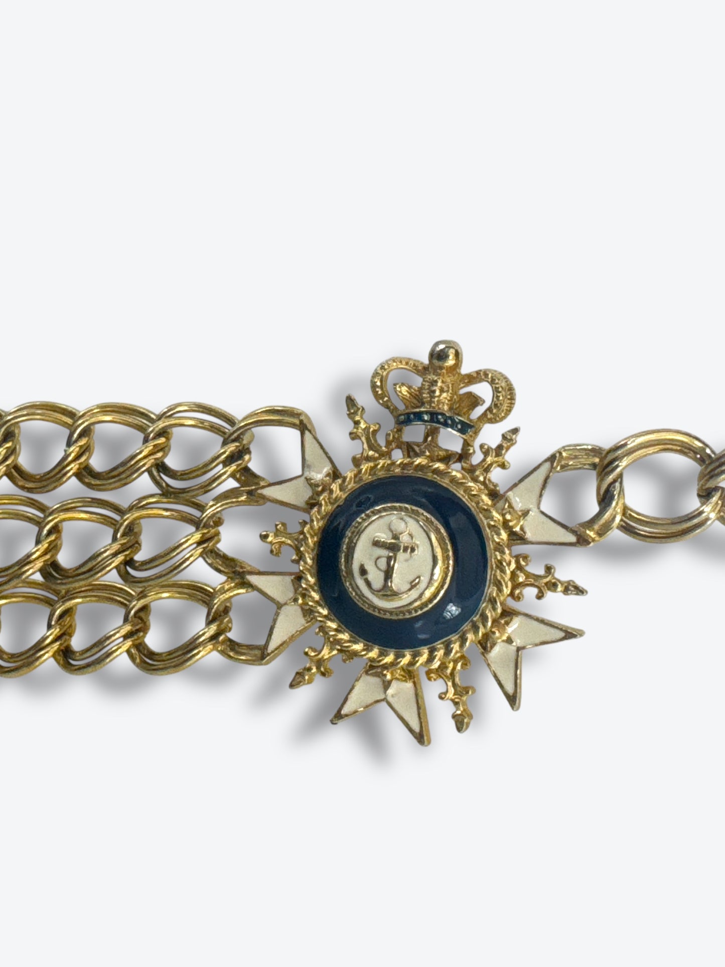 Vintage Gold Chain Belt with Medallion Clasps – Regal Sunburst & Cameo Detail